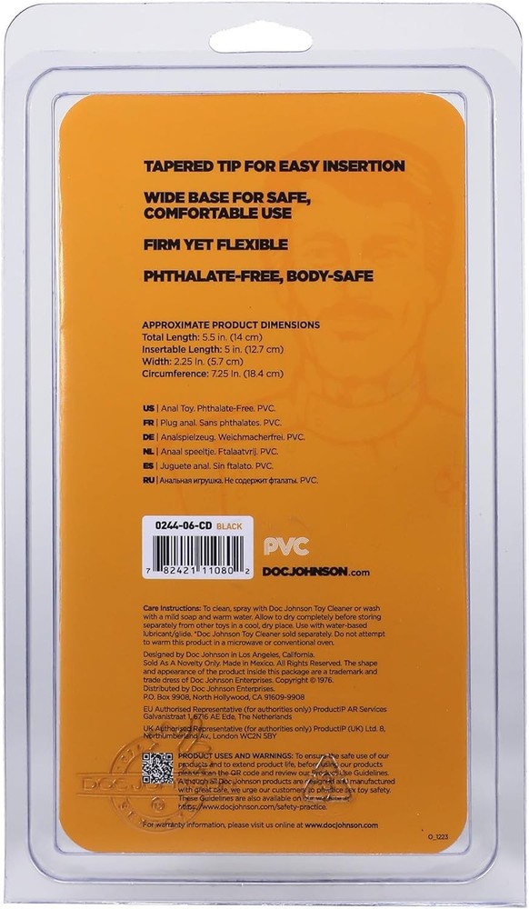 Doc Johnson Anal Plug, Large, Black