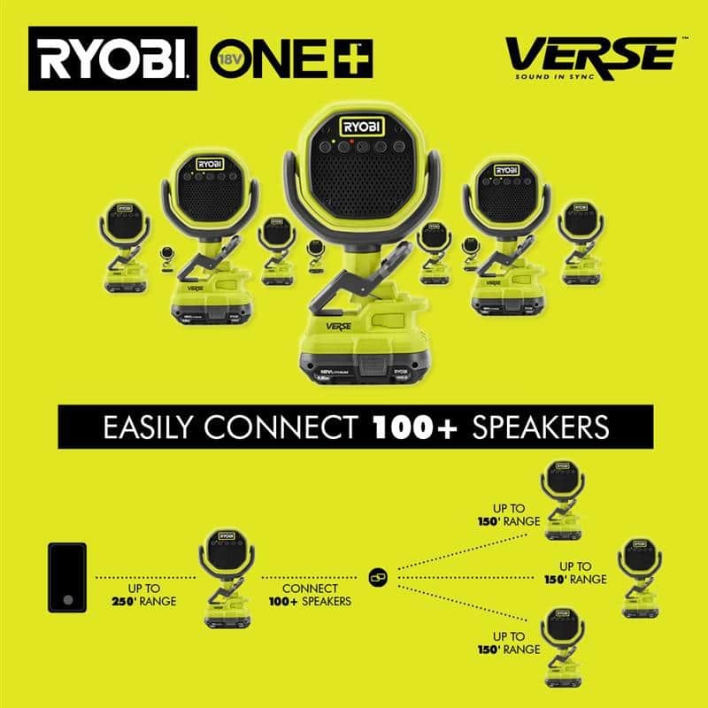 RYOBI ONE+ 18V Cordless VERSE Clamp Speaker (Tool Only)