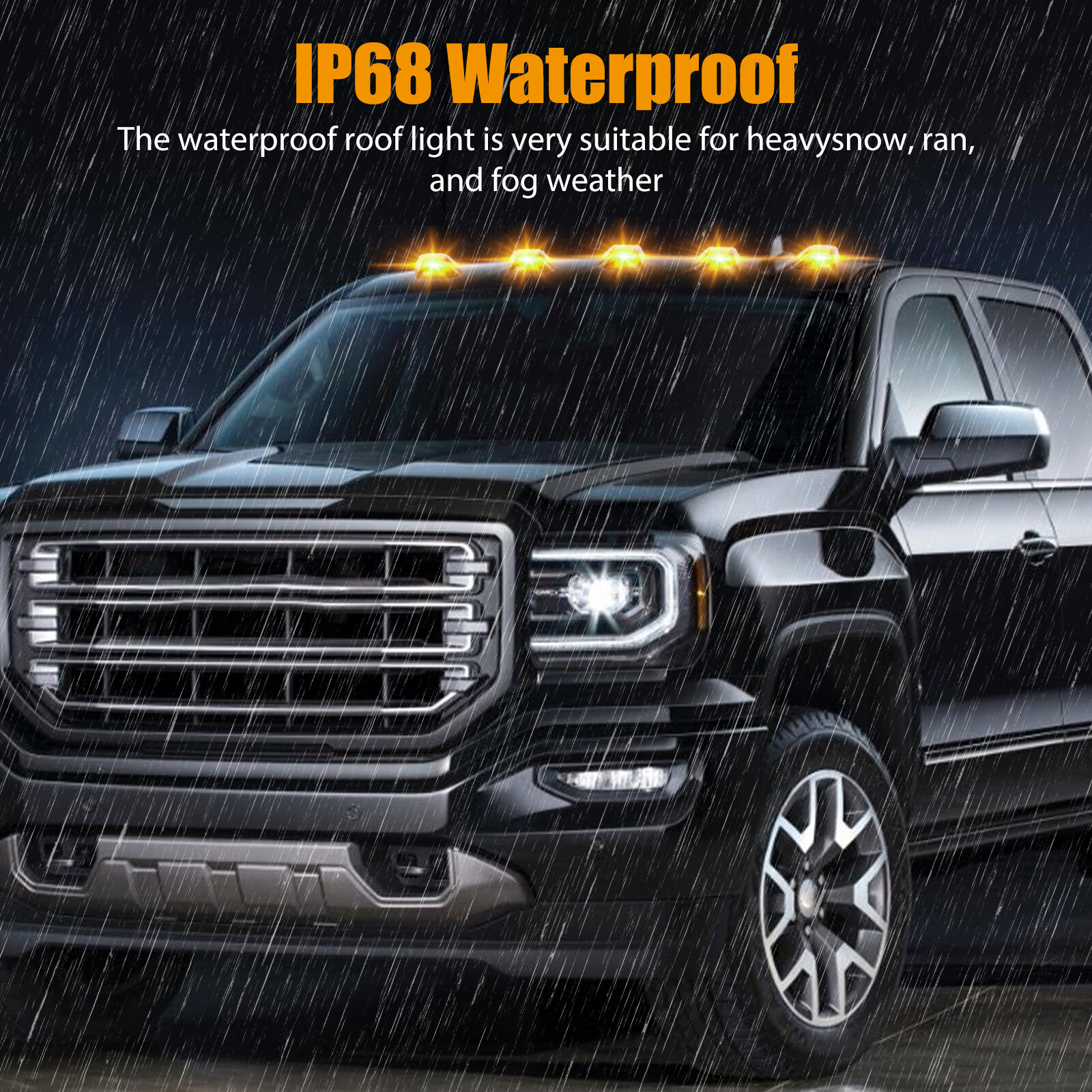 5x Clear Lens Amber LED Cab Marker Roof Light for 88-02 Chevy/GMC Pickup Trucks