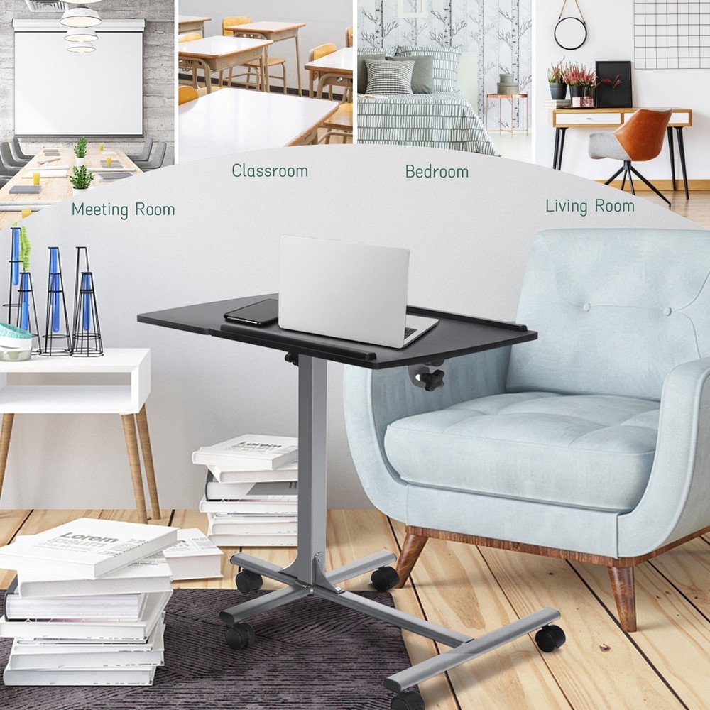 Mobile Laptop Stand on Wheels Height Adjustable Overbed Sofa Side Table