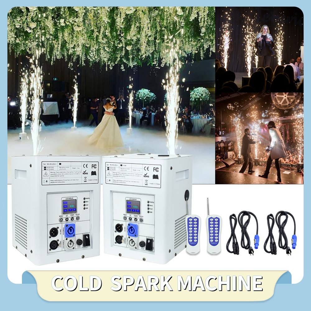 2PCS 750W Cold Spark Firework Machine DMX DJ Party Wedding Stage Effect Case