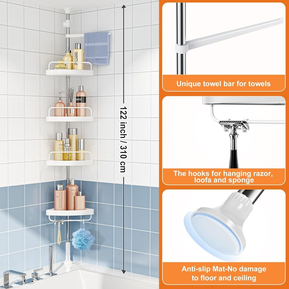 Rustproof 4-Tier Shampoo Organizer for Shower