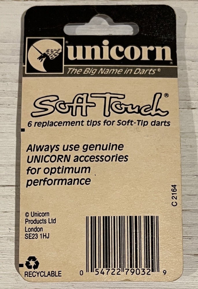 NOS Unicorn Soft Touch 6pc Replacement Tips For Soft Tip Darts Yellow