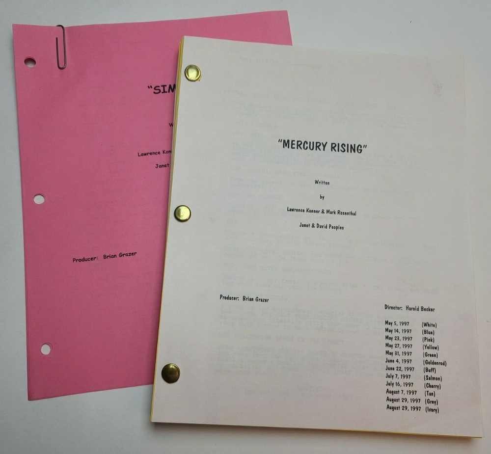 MERCURY RISING / Mark Rosenthal 1997 Screenplay, Bruce Willis savant secret code