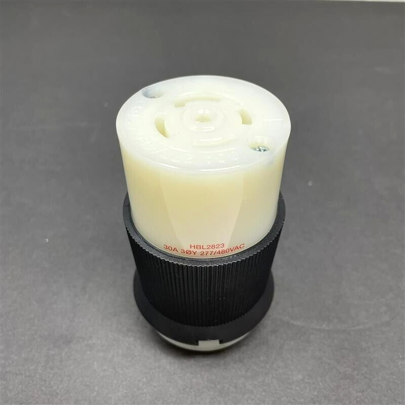 Hubbell HBL2823 Female Connector Body, 30A 3-Phase Wye 277/480V AC Black/White