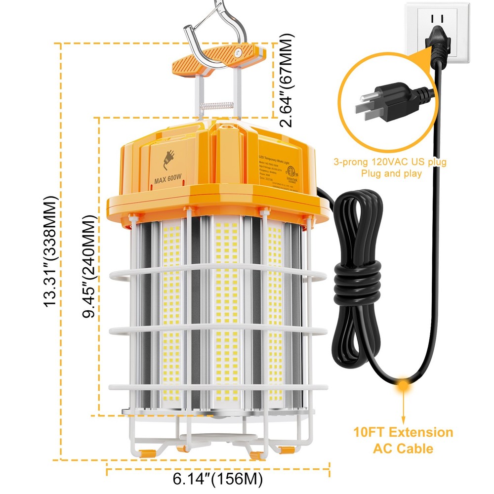 2X 150W LED Construction Light ETL Listed 11,600LM Linkable Temporary Work Light