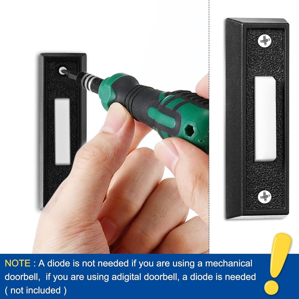 Lighted Doorbell Button Wired Replacement for Most Low-Voltage Systems Black ...