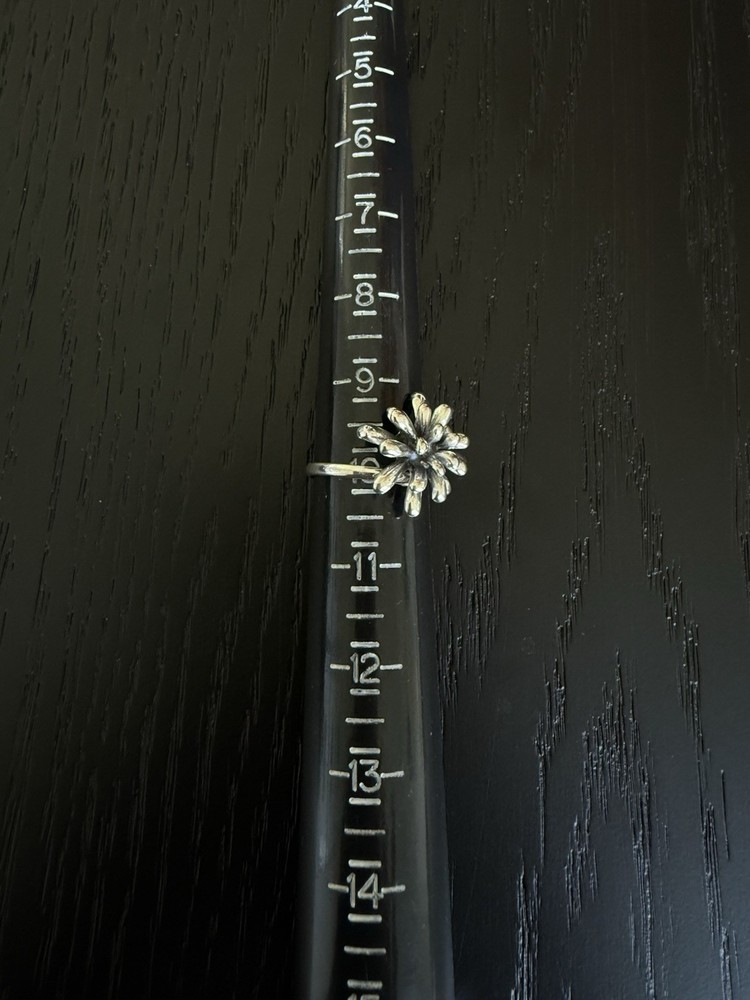 Adjustable Sterling Silver 925 Abstract Flower Ring Artisan Design 10