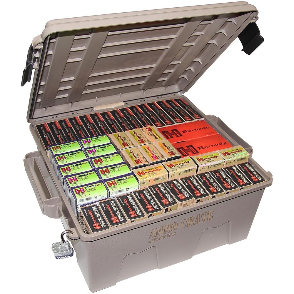 MTM Ammo Crate Utility Box Dark Earth 85 lbs Stackable Water Resistant Storage