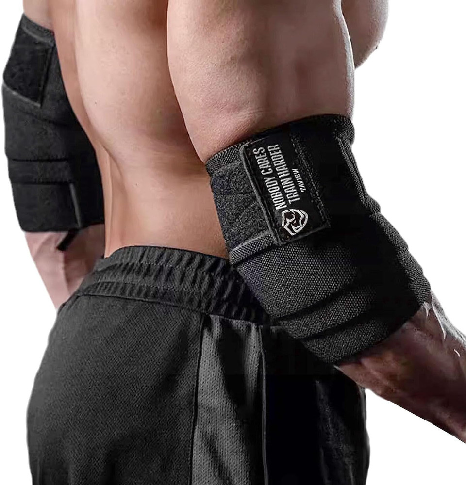 47 Inch Elbow Wraps Pair Weightlifting Powerlifting Compression Support Straps
