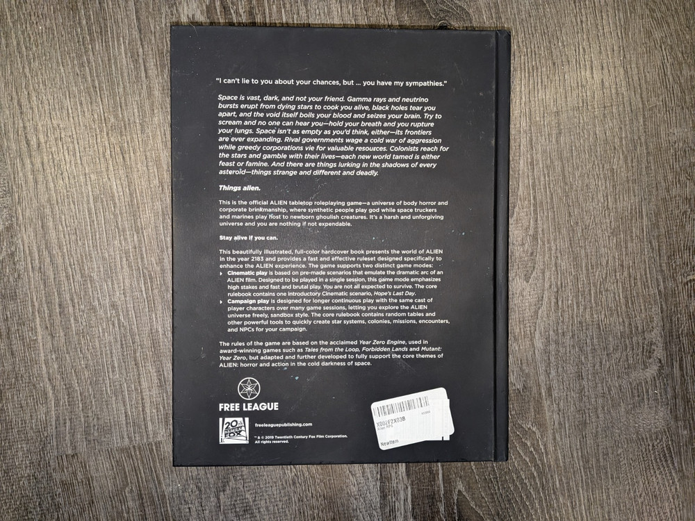 Alien RPG Core Rulebook Free League w/ Printing Error