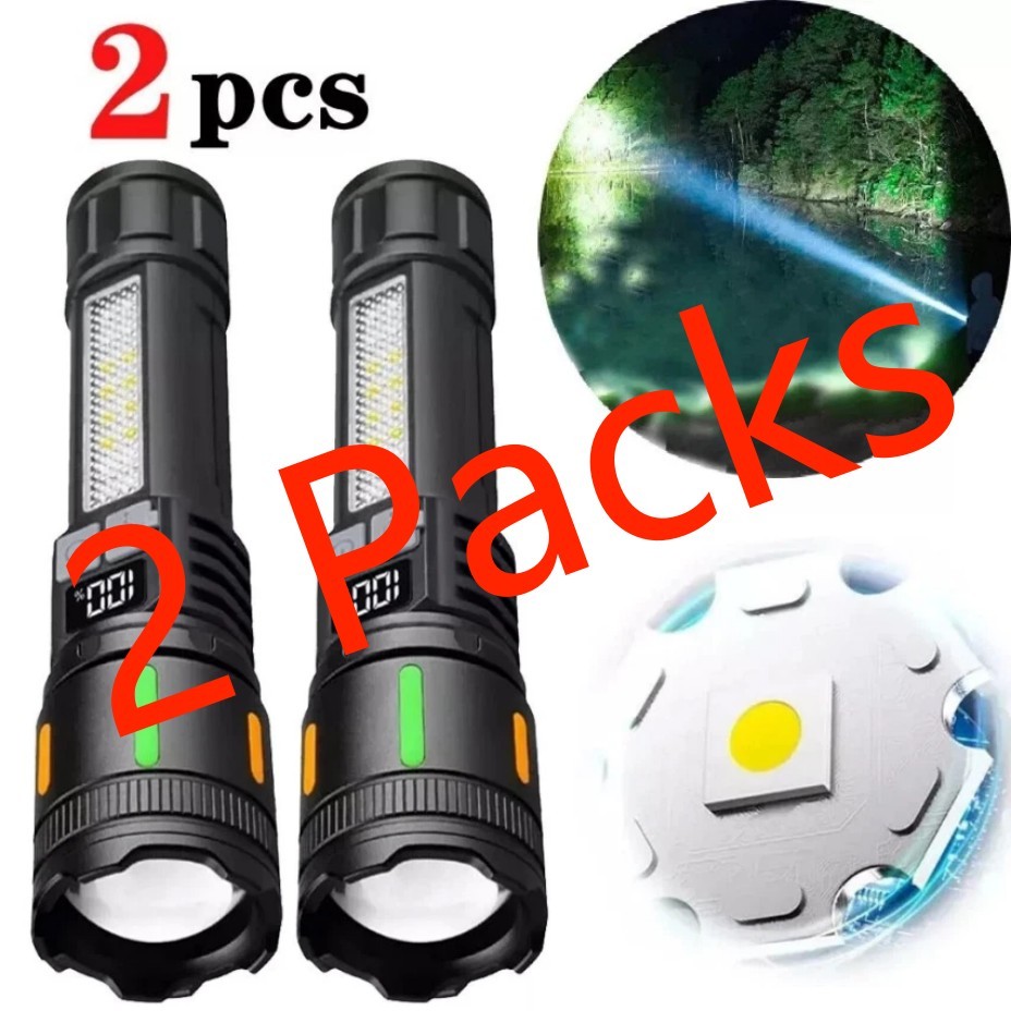 2*99000000 Lumens Super Bright LED Tactical Flashlight Rechargeable Work Light+
