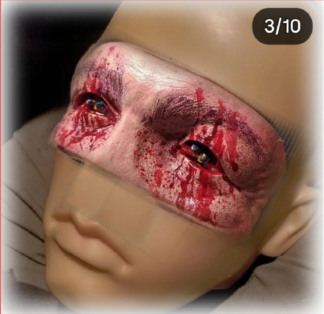 Halloween II, 1981 Michael Myers Warlock H2 MASK INSERT, Damage Blood Tears