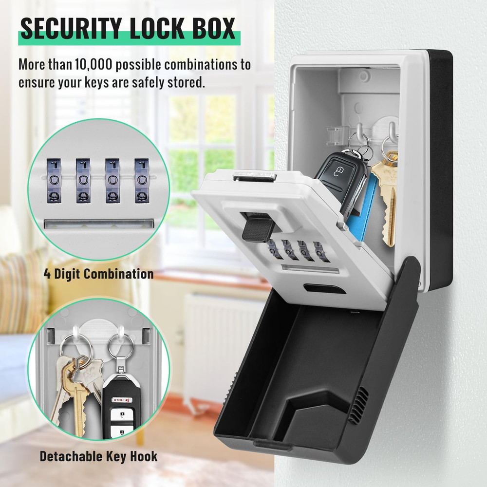 Key Lock Box for outside with Light up Dials - Sturdy Waterproof Combination Key