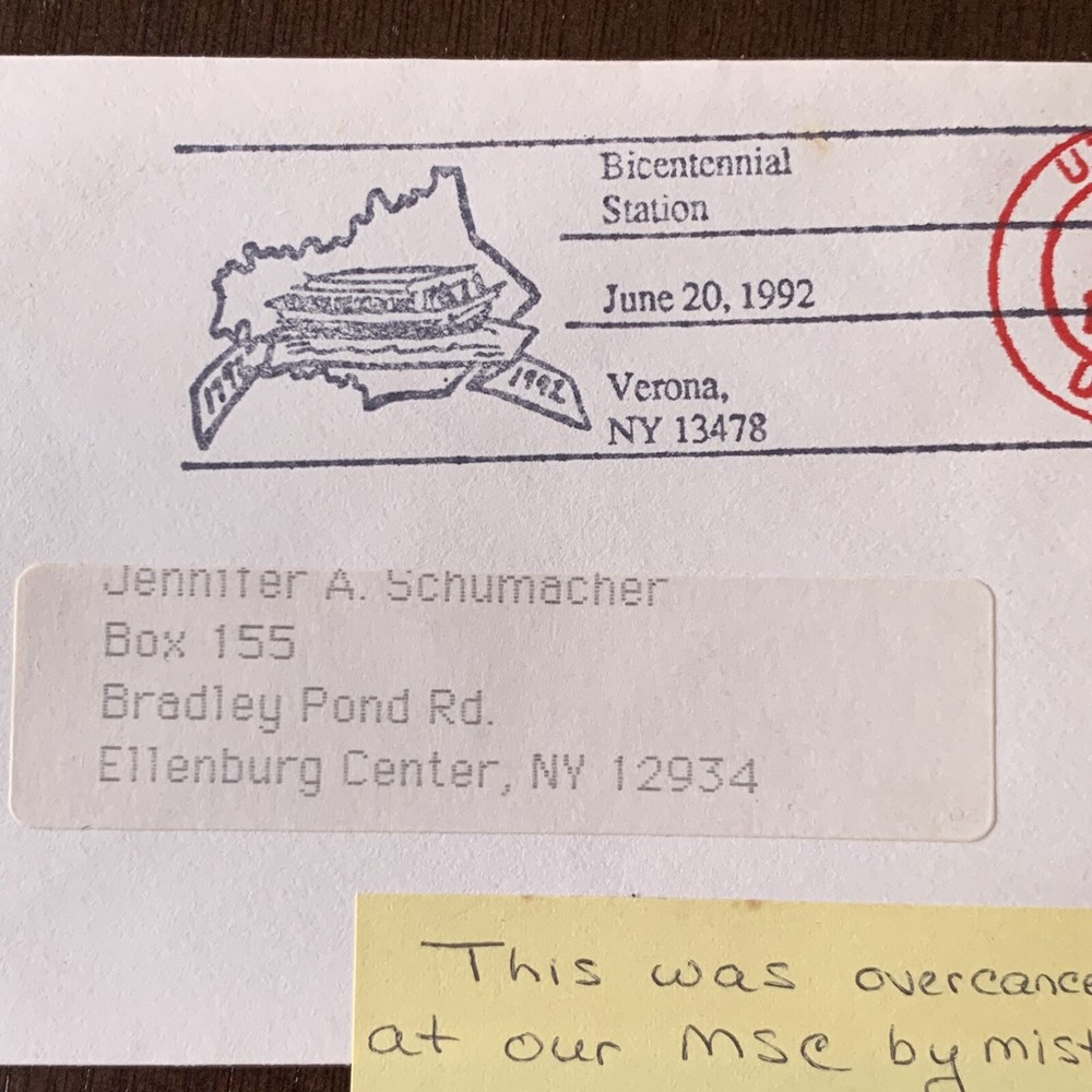 INTERESTING US COVER WITH NOTE FROM POSTMASTER EXPLAINING MISTAKE CANCEL