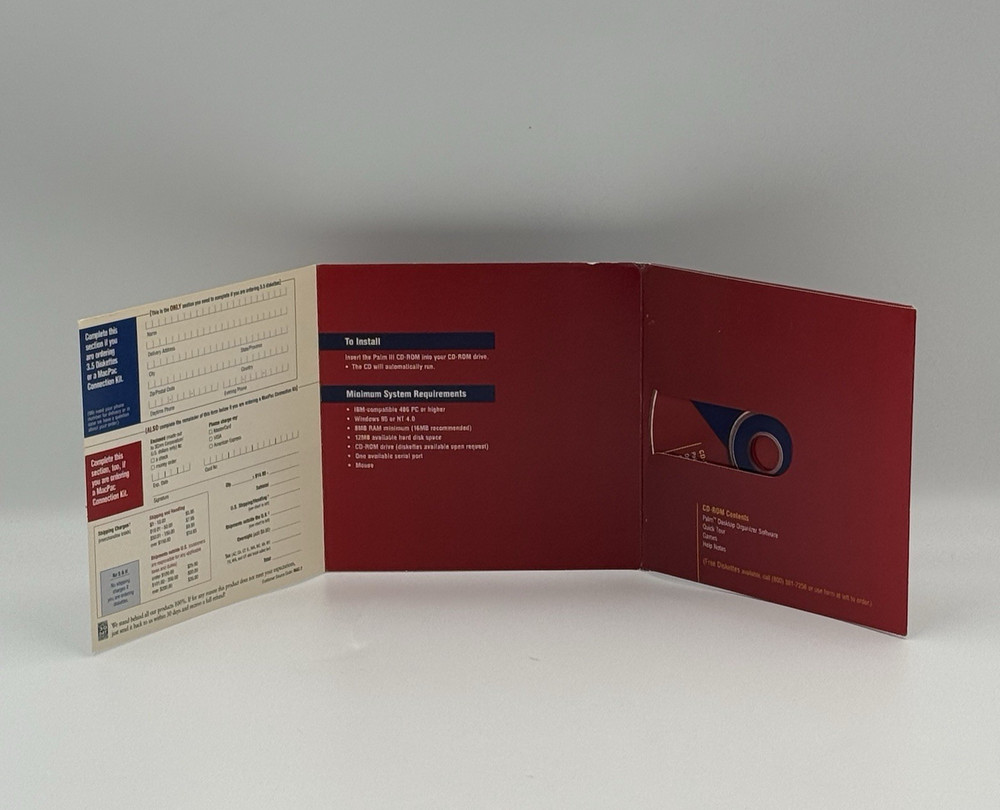 Palm III Desktop Organizer Software CD-ROM 3Com Vintage PDA Sync Install