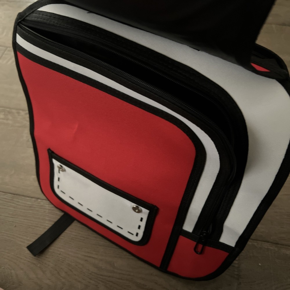 3D Cartoon Canvas Red/Blk/Orange Backpack