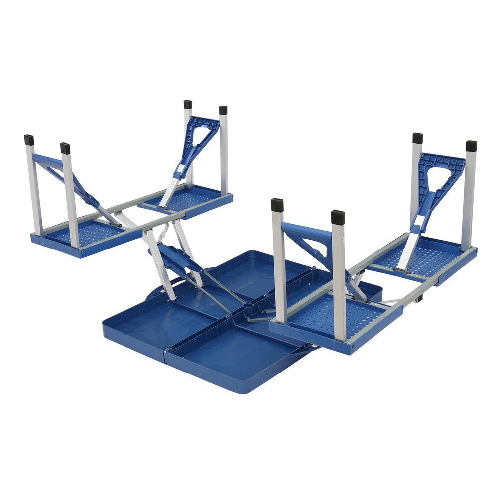 Siamese Folding Tables & Chairs Set in Thickened PS Plastic.