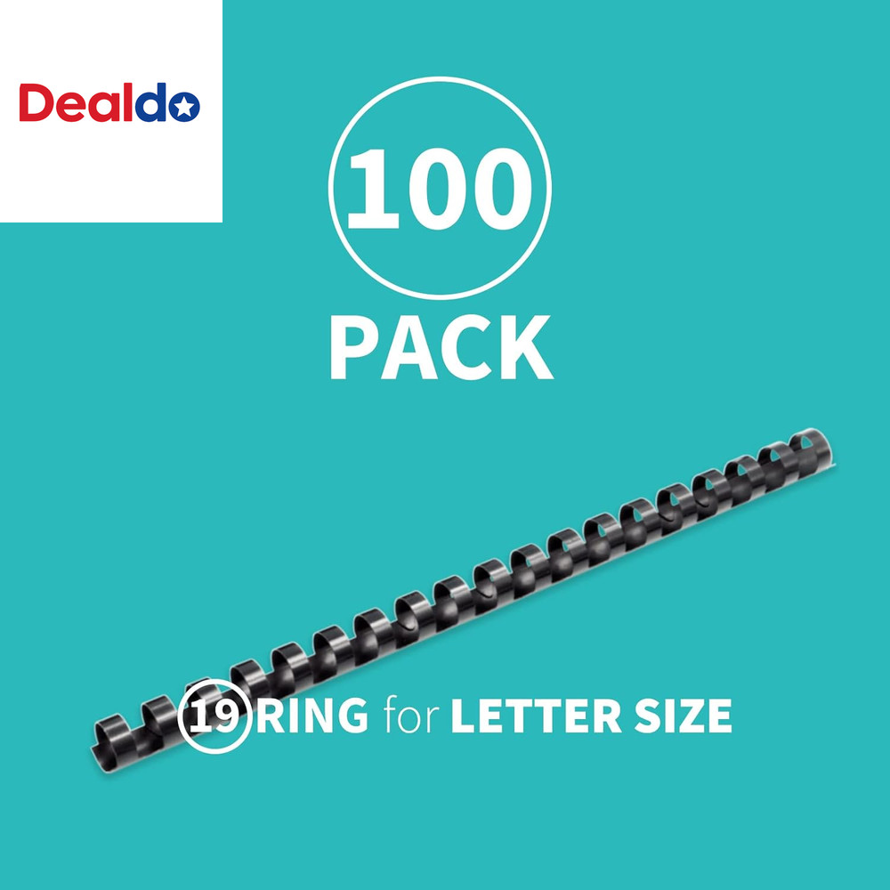 100 Pack Plastic Binding Comb Spines, 1/2 Inch Diameter, 90 Sheet Capacity, for