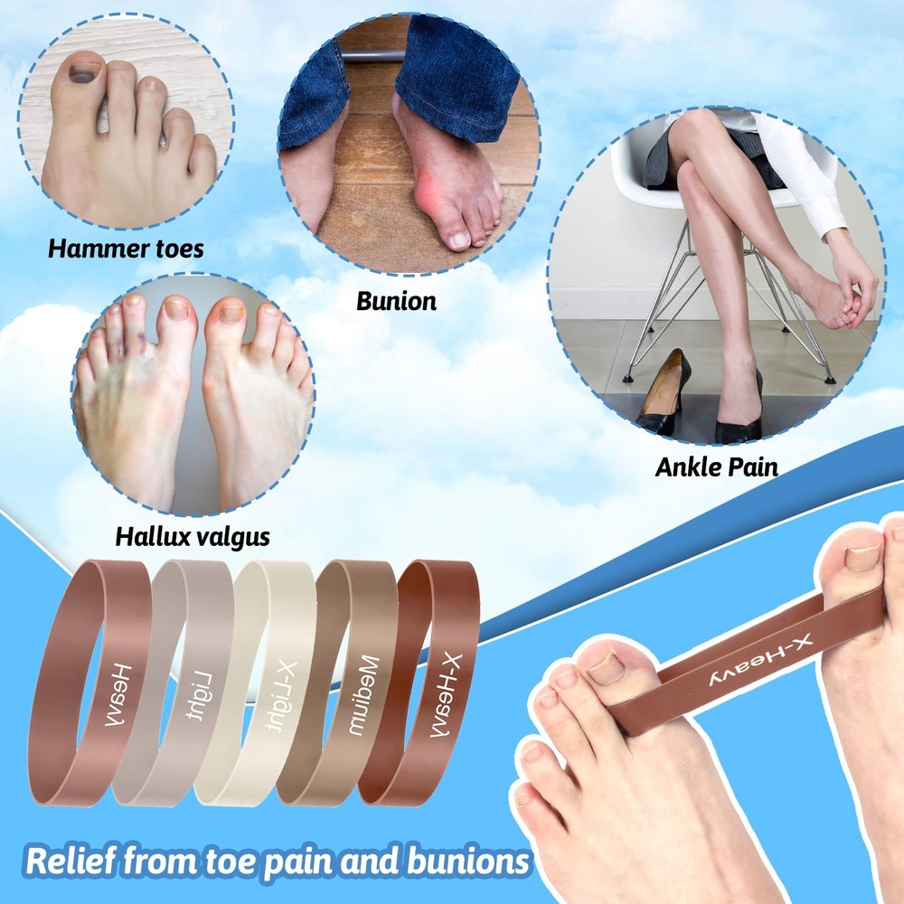 5Pcs Toe Bands Big Toe Spacers for Bunion Correction Portable Loop Resistance...