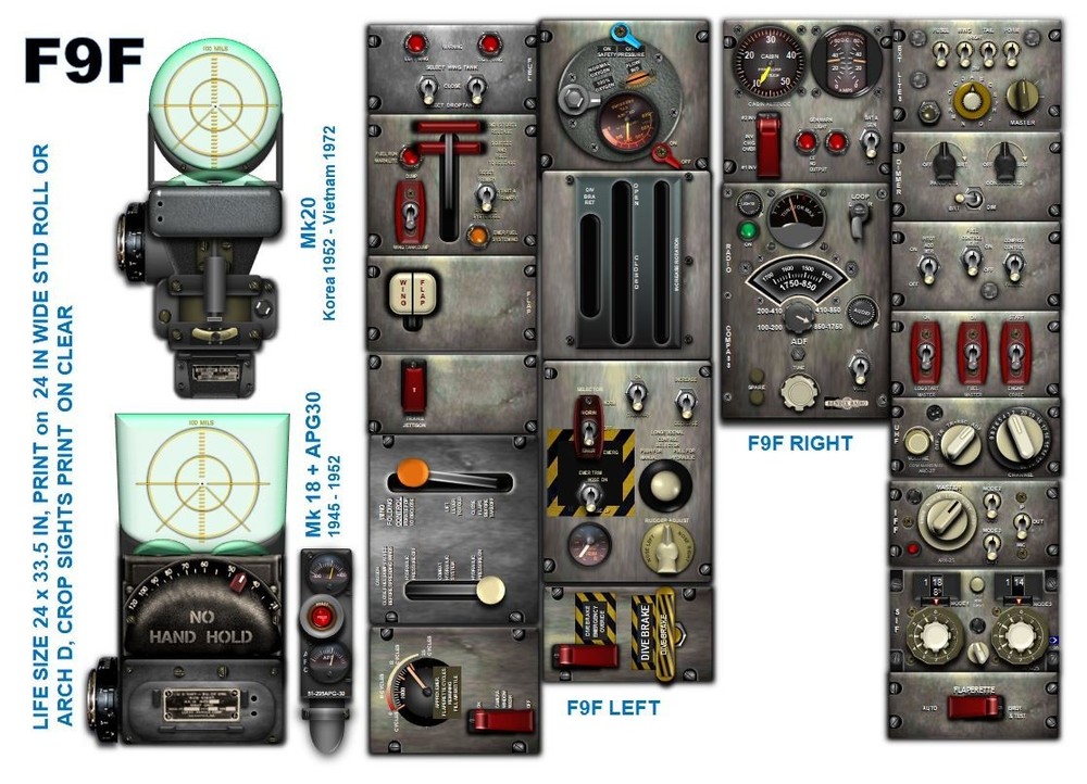 F9F PANTHER & COUGAR COCKPIT instrument panel CDkit