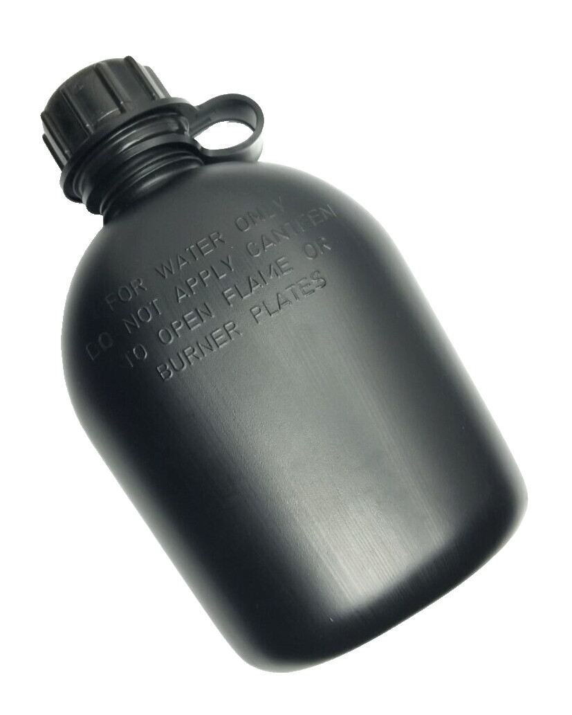 US Military Style 1 Qt Tactical Water Canteen Hard Plastic Black