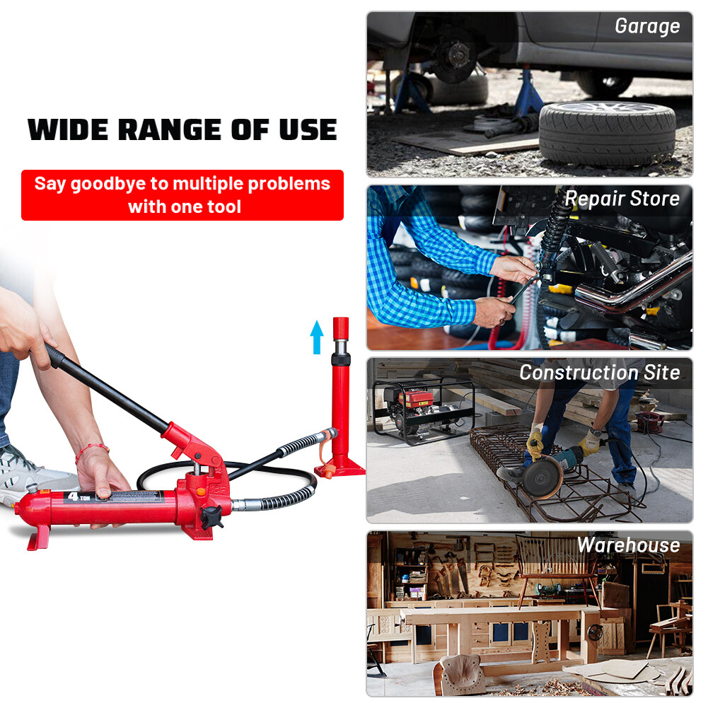 BIG RED Torin Portable Hydraulic Ram Auto Body Frame Repair Kit 4 Ton (8000lbs)