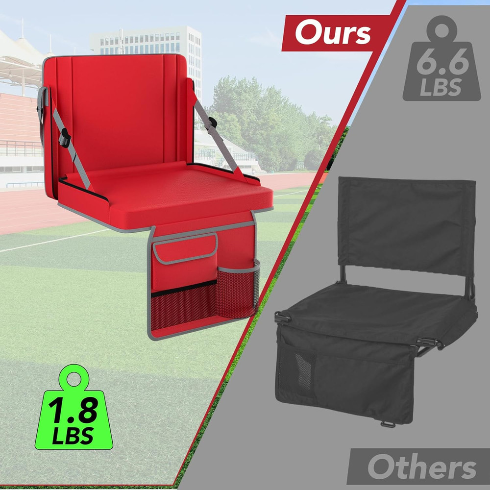 Stadium Seats with Back Support 1PACK Adjustable Bleacher Chairs with Back and C