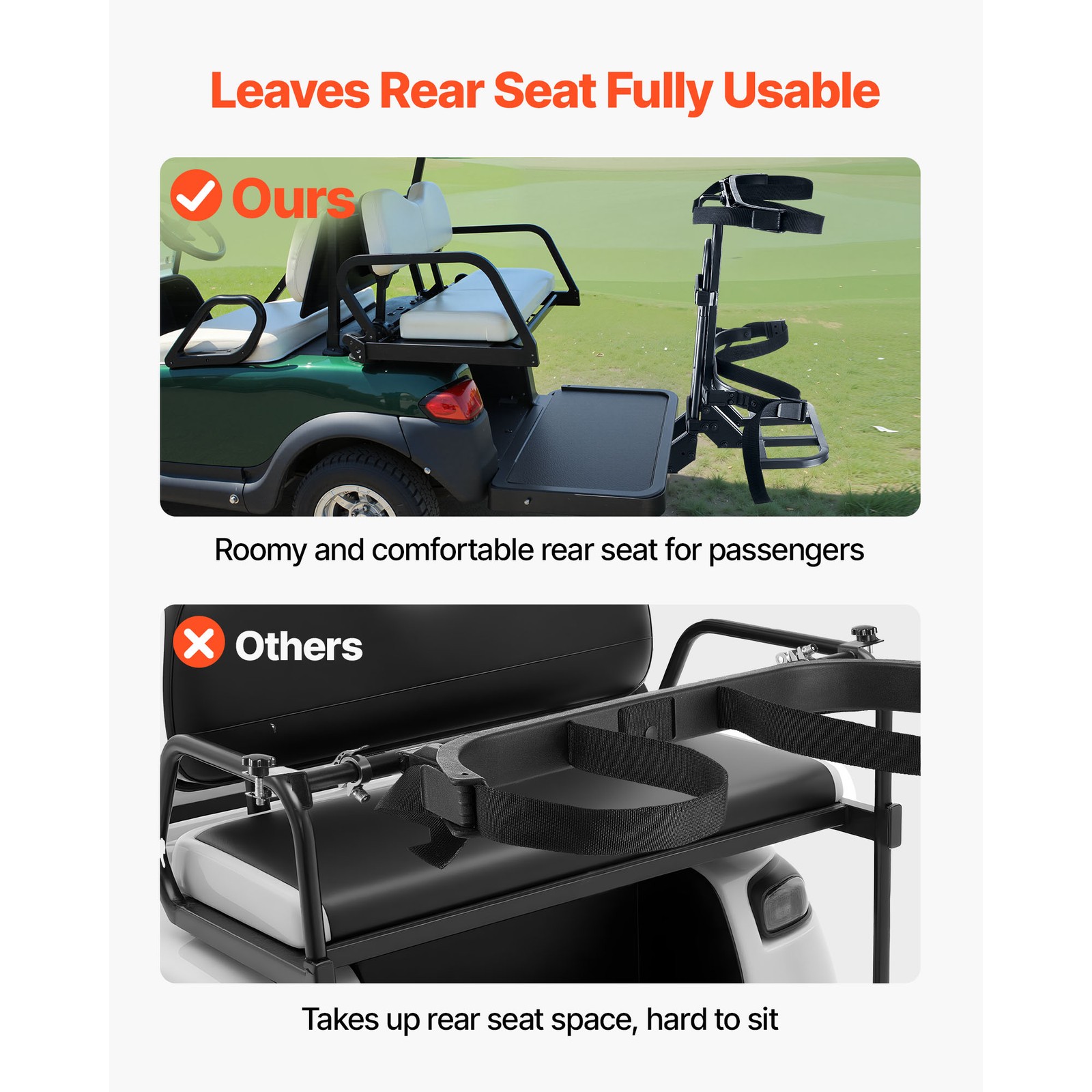 Universal Rear Seat Golf Bag Holder Attachment Rack For Club Car E-Z-Go Yamaha