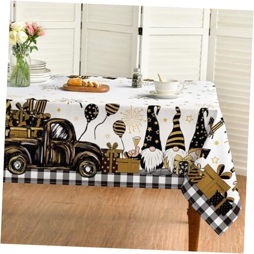 Newyear Tablecloth 60×120 Inch Rectangular 60" x 120" (Rectangular) Yellow