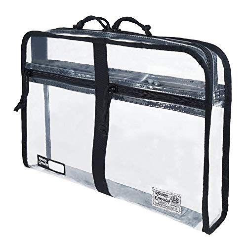 Rough Enough Plastic File Folder Clear Document Bag Organizer Art Black