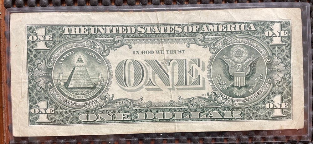 1995 $1 Dollar Bill Gutter Fold Missing Inking Error Down The Center