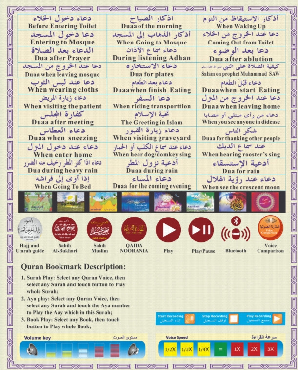 Quran pen reader M10, word by word, Voice comparison, Multiple languages,