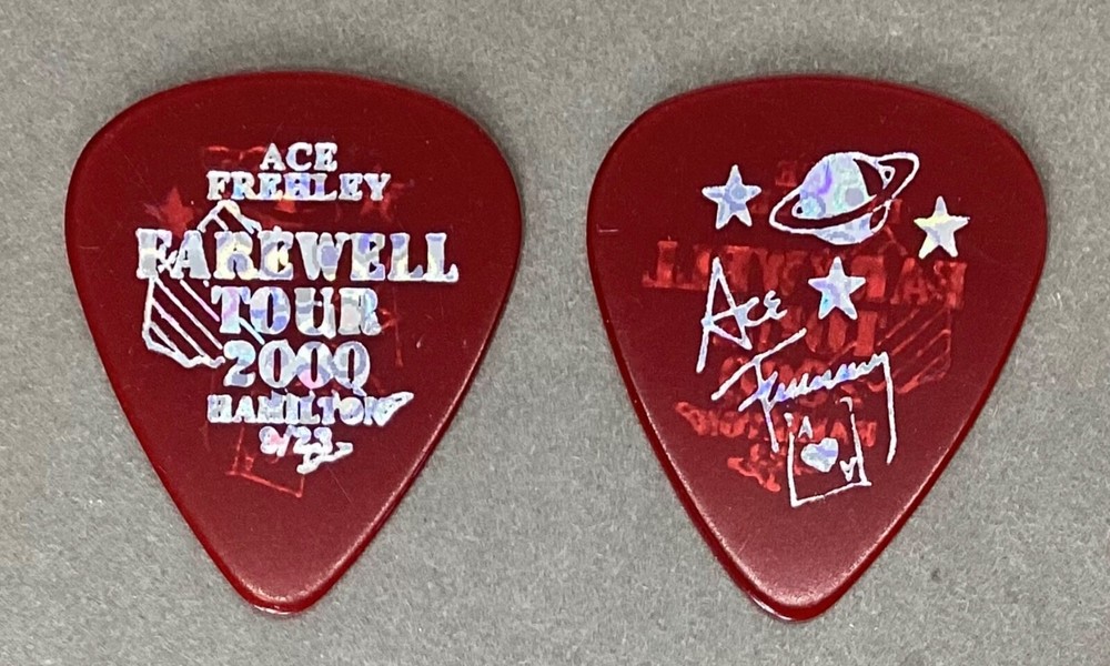 ⚡️KISS Ace Frehley Farewell prism on transparent red guitar pick - Hamilton 9/23