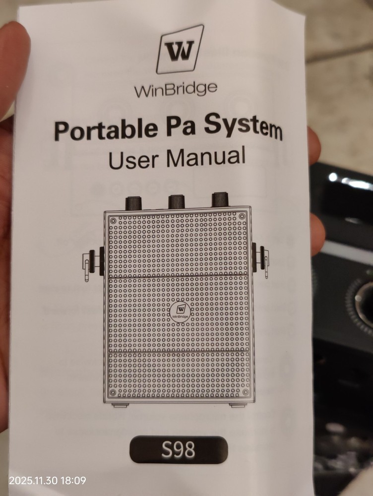 WinBridge S98 Silver Black Wireless Voice Amplifier Portable Bluetooth PA System