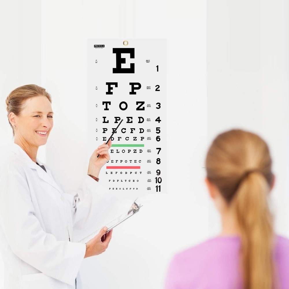 Durable Snellen Wall Chart - 20 ft Vision with Color Bars for Screening