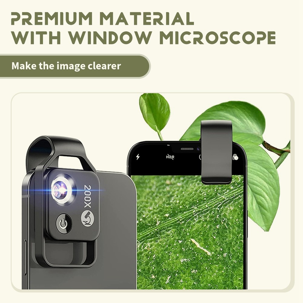 200X Cell Phone Microscope Accessory with Window Microscope, Portable 5270