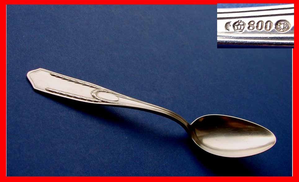 1. 3. Solid Teaspoon by Bruckmann, Empire Style, 800 Silver D419