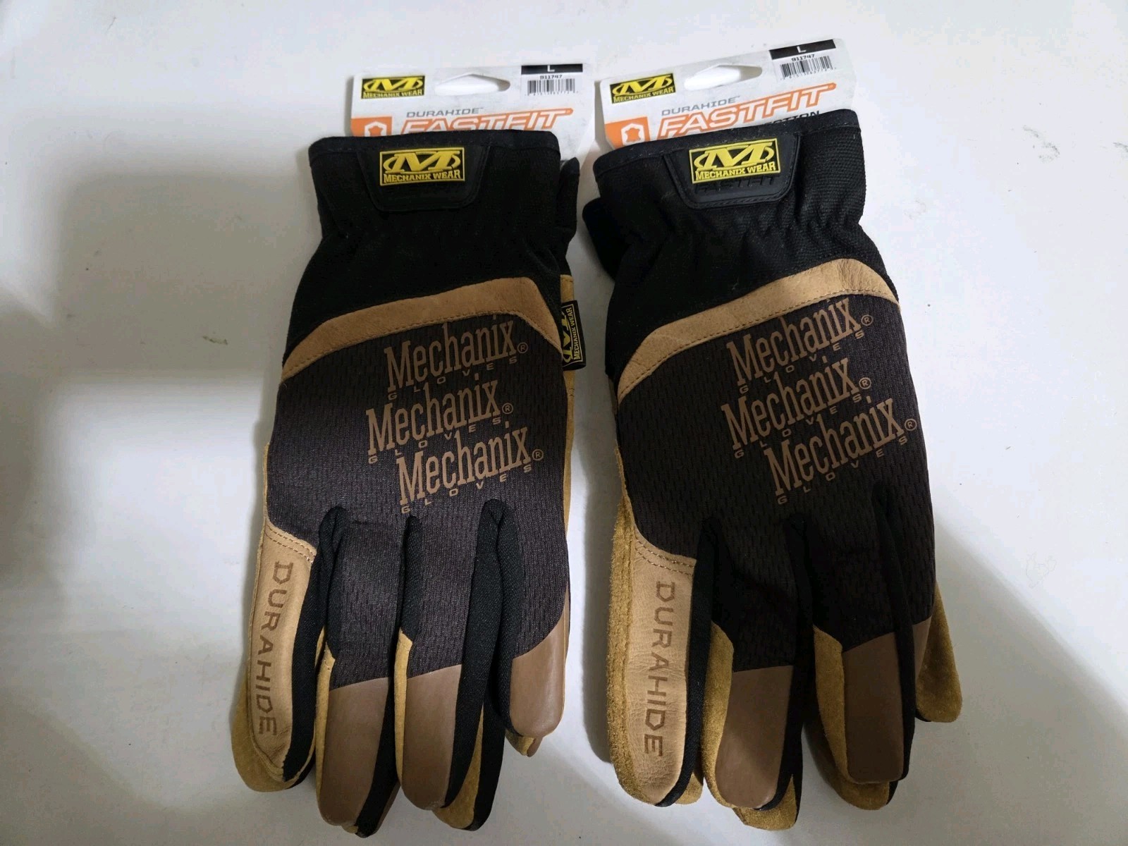 TWO PAIR Mechanix Wear Durahide Leather FastFit Work Glove Elastic Cuff LARGE