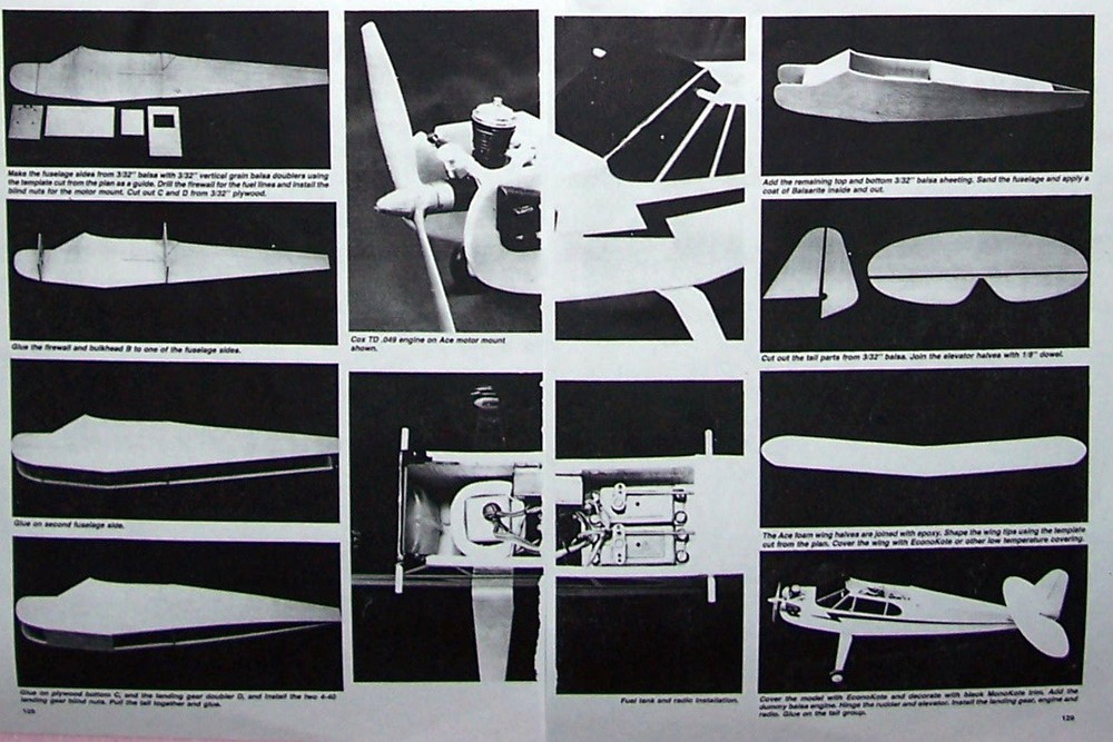 SIMPLE CUB PLAN + RCM CONSTRUCTION ARTICLE for a 1/2A Foam Wing Model Airplane