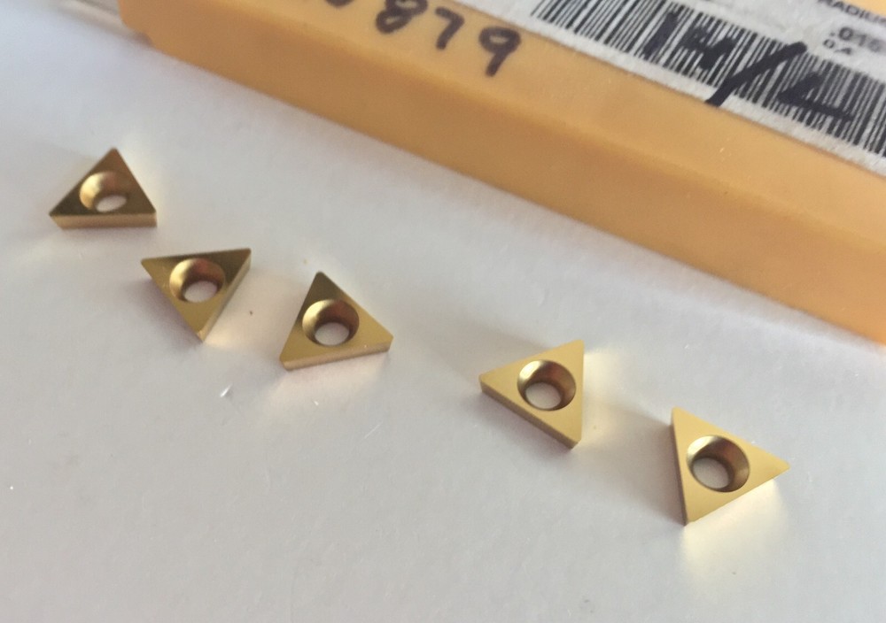 CIRCLE CARBIDE BORING BAR INSERTS TPCB-221-CG5 COATED....AS SHOWN (5) INSERTS.