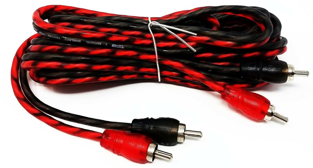 DS18 RCA6FT 6 ft 2 Channel Shielded Twisted RCA Audio Cable Amp Cables 2 Pack