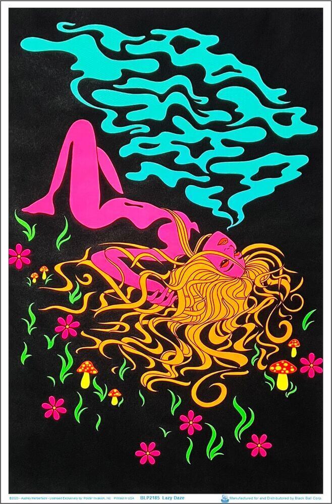 Lazy Daze by Audrey Herbertson Flocked Blacklight Poster - 23" x 35"