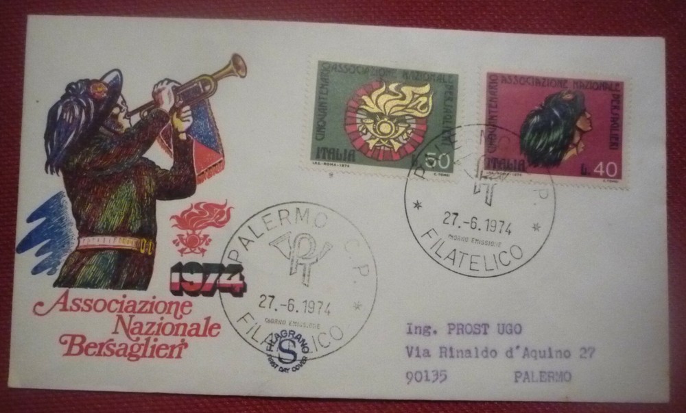 FDC FILAGRANO - ASS. BERSAGLIERI - 1974