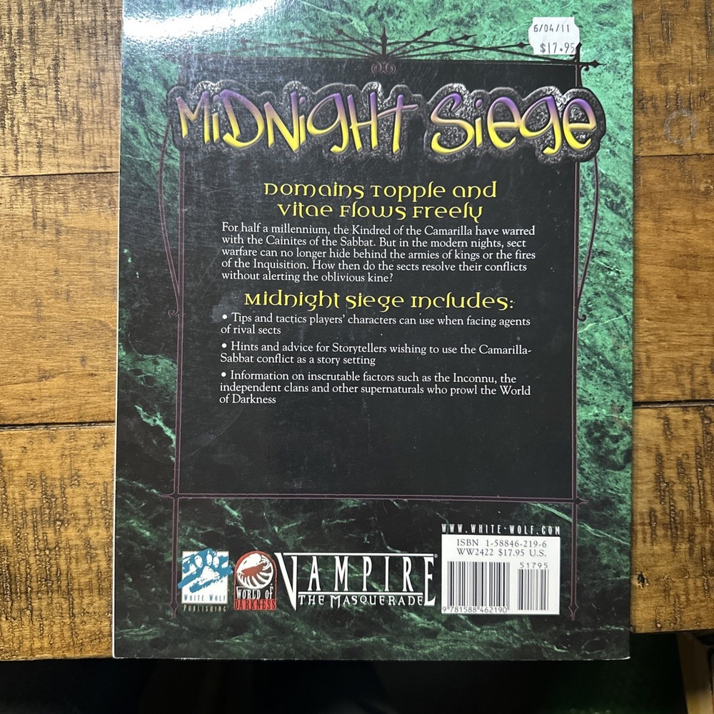 Midnight Siege Vampire The Masquerade RPG Sourcebook White Wolf 2001