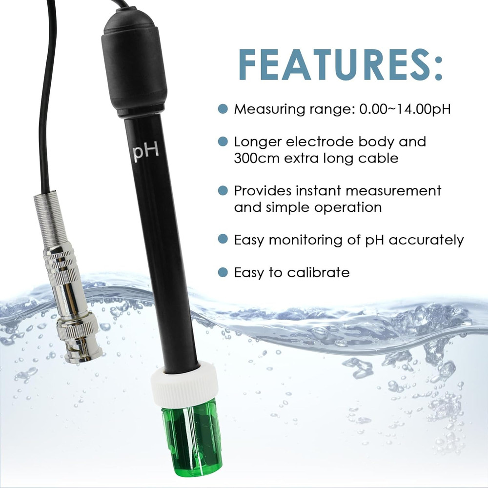 014 Ph Electrode Probe Ph Meter With Replacement Bnc Connector And 300cm Cable S