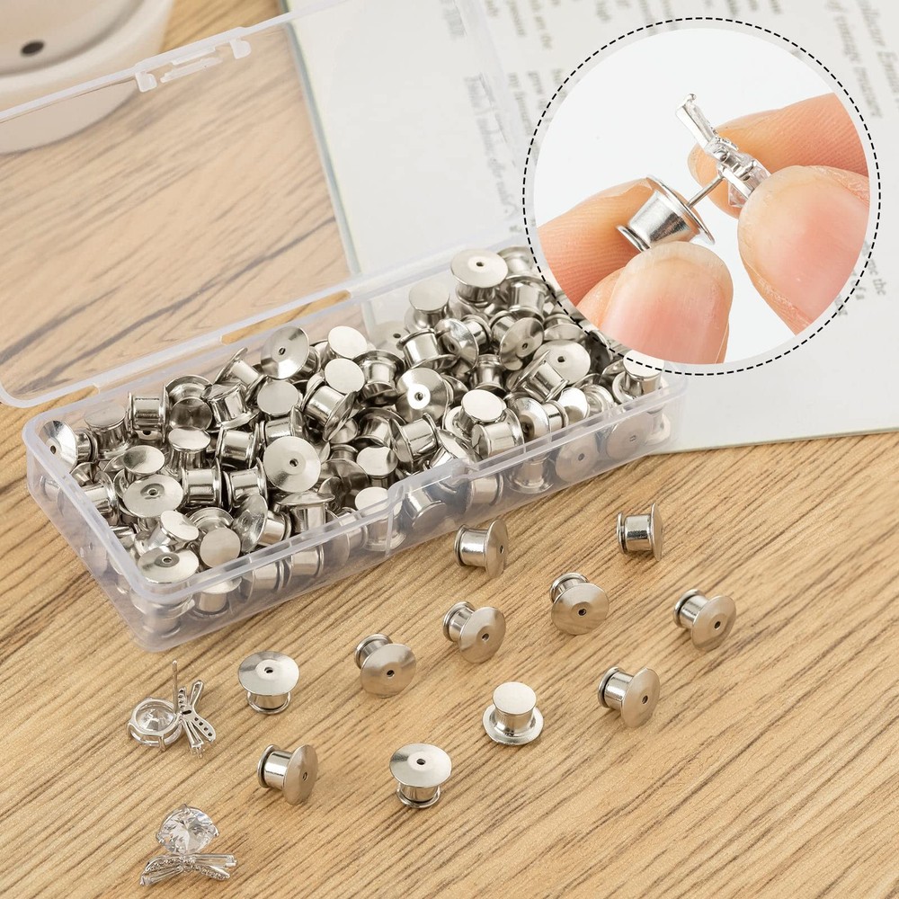 YGAOHF 60PCS Locking Pin Backs for Enamel Pins, Secure Small, silver