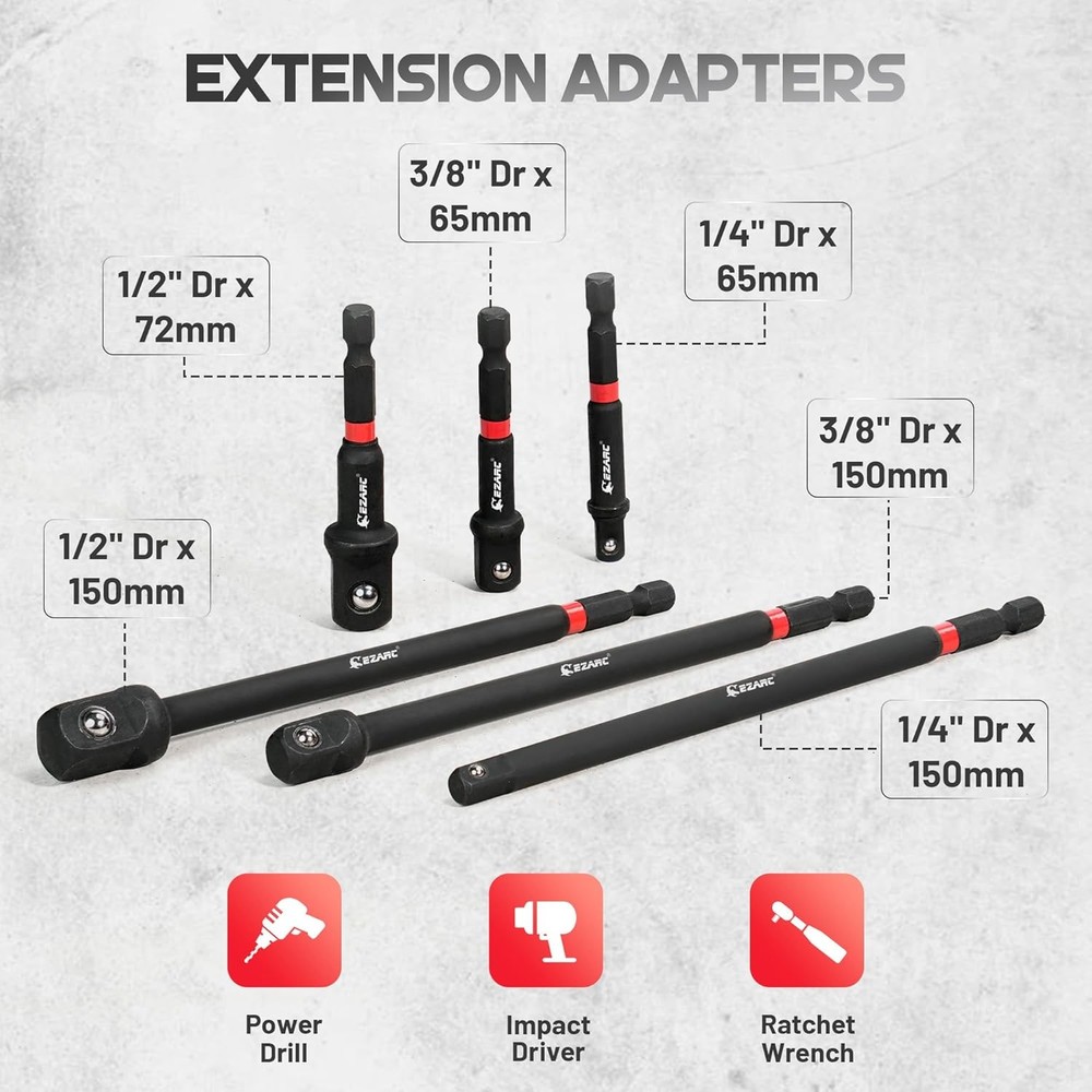 EZARC 14PC Impact Socket Adapter Set, 1/4",3/8",1/2" Square Drive Socket Adap...