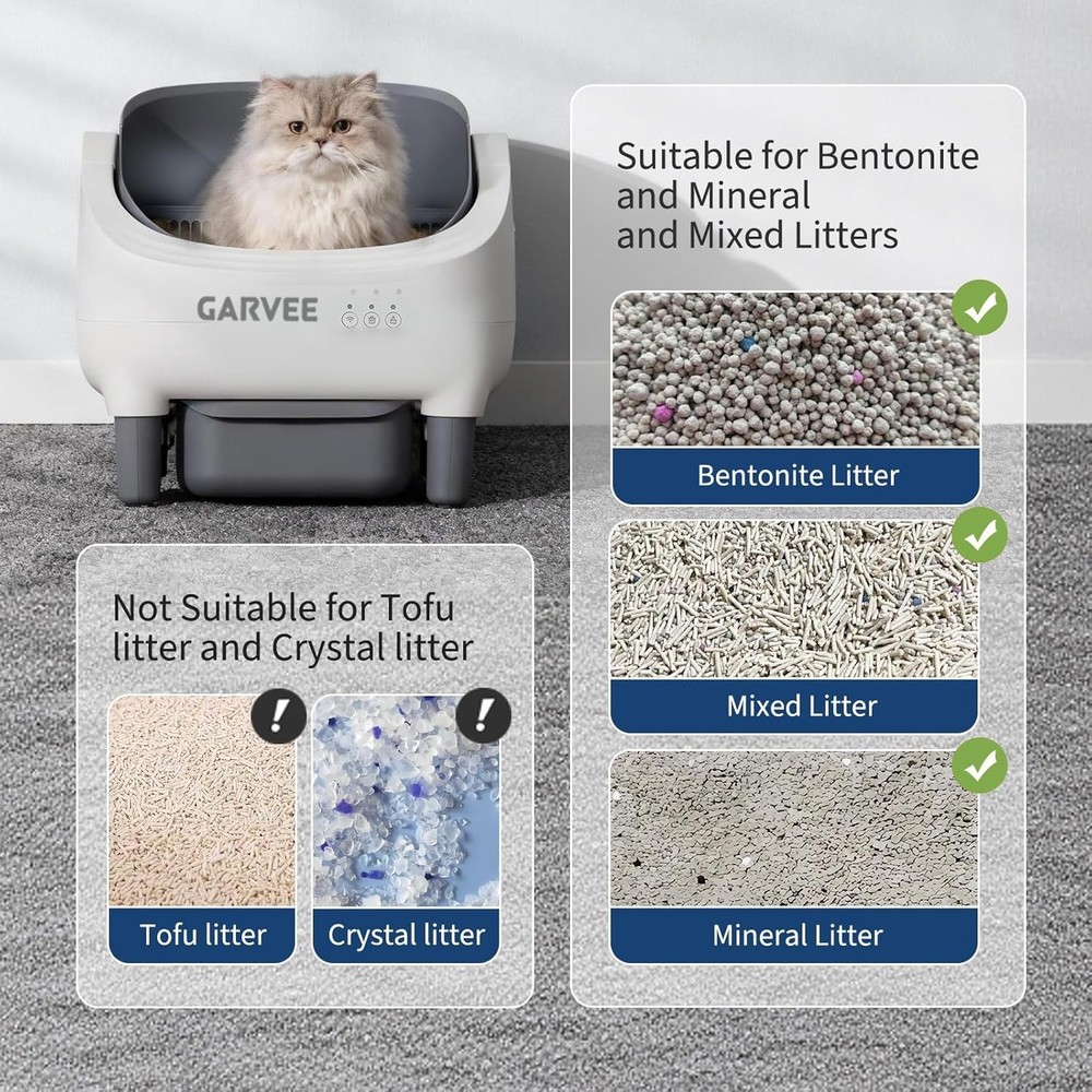 Self Cleaning Litter Box, Open-Top Automatic Cat Litter Box with APP Control