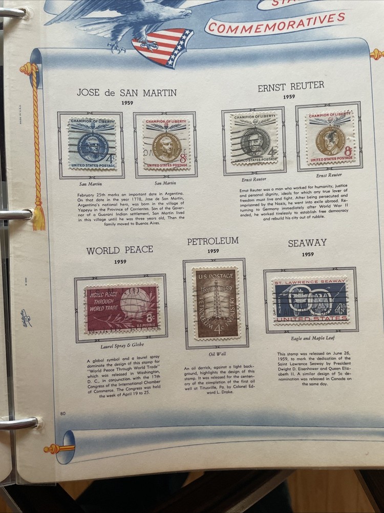 US Commemorative White Ace Album. 1959-1972. 400 Mostly Mint Stamps.